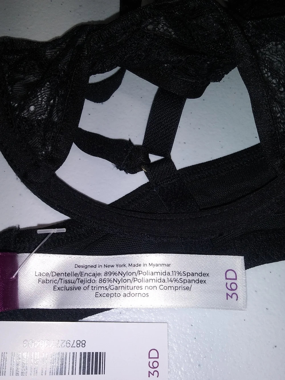 Adore Me Black Eilish Unlined Bra Unlined Strappy Size 36D